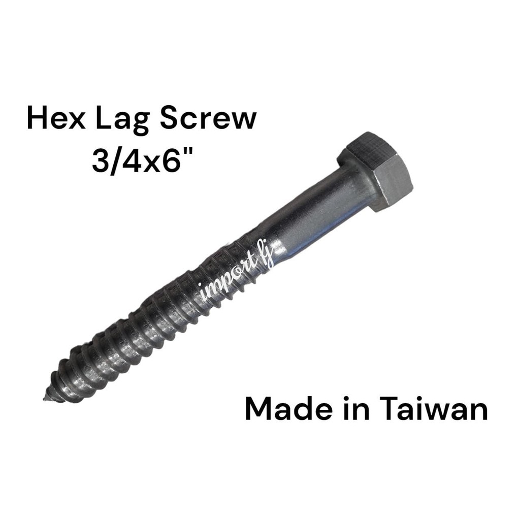 Hex Lag Screws 3/4x 6" A2 Stainless Steel M19x153mm Taiwan Sekrup Kayu