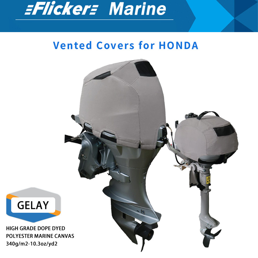 Vented Honda Outboard Motor Cover made to fit each individual model of popular outboard motors.