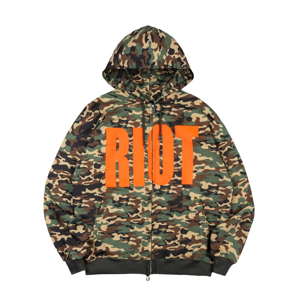 NRDN Clothing Sweater HOODIE 2 WAY ZIP RIOT CAMO ARMY