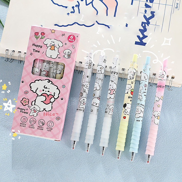 

PULPEN GEL MEKANIK 1 SET ISI 6 PCS MOTIF PUPPY WARNA PASTEL DENGAN HANDLE SOFT, LEMBUT DAN ANTI SLIP