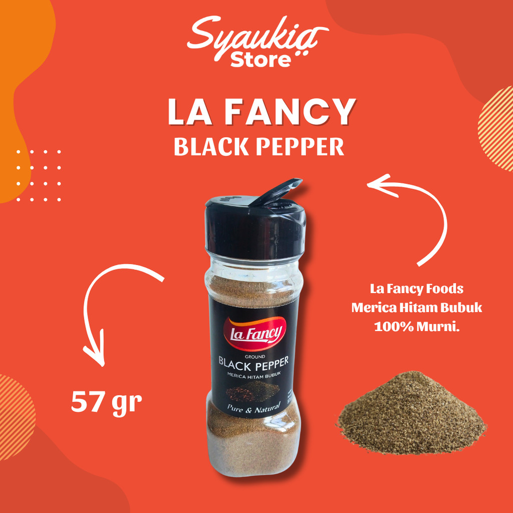 

La Fancy Foods Merica Hitam / Lada Hitam Bubuk 100% Murni 57g Blackpaper Ground Syaukia Store