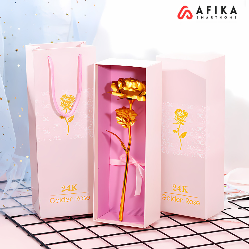 Bunga Mawar Dekorasi Gold Foil Rose Artificial Flower