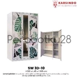 [ PERABOTKU28 ] LEMARI PAKAIAN IMPORT BESI 3 PINTU / LEMARI BAJU IMPOR BAHAN PLAT BESI 3 PINTU