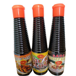 

Paket Murah Isi 3 Botol AAA 140 ml - Kecap Manis, Kecap Asin, Saos sedap Rasa