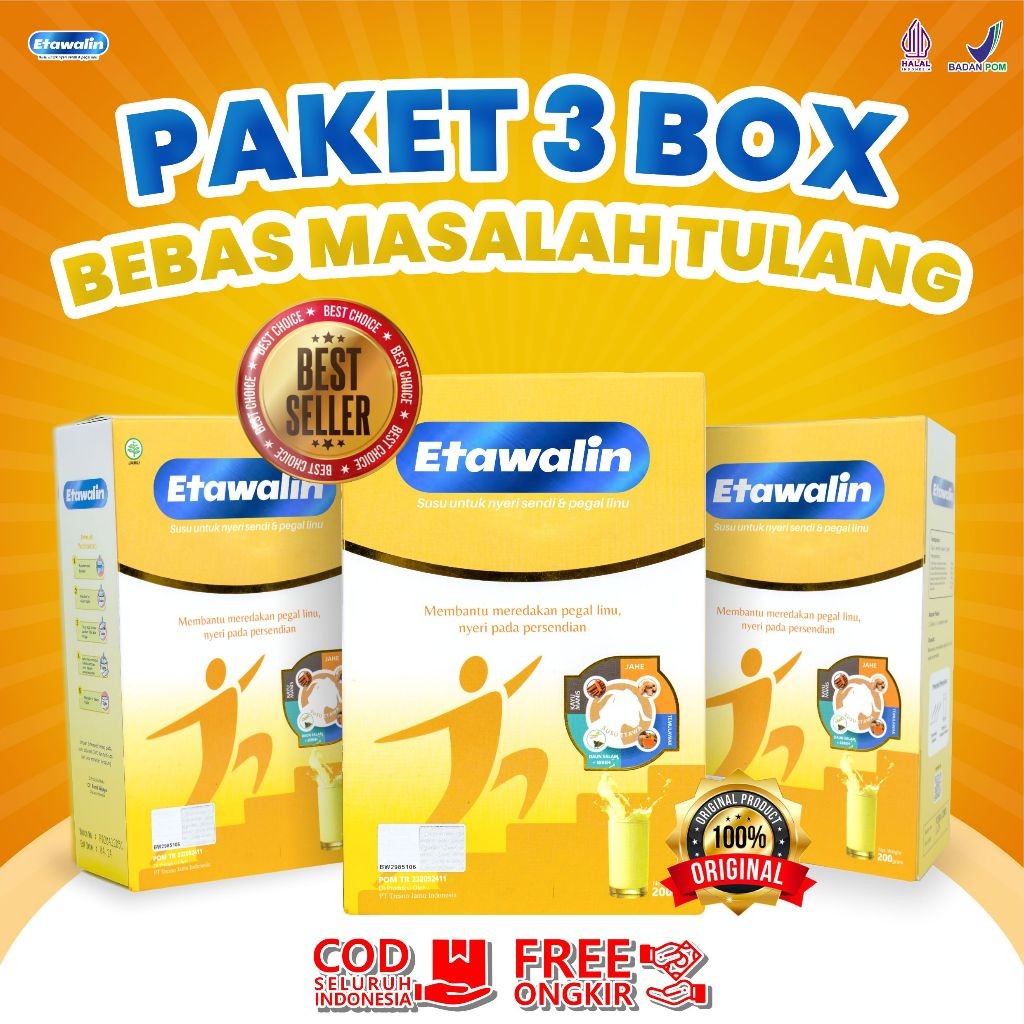 

Susu Etawalin 3 Box Original Ori - Susu Etawa Bubuk Atasi Nyeri Pinggang Sendi Lutut Osteoarthritis Rematik Asam Urat Osteoporosis Aman Alami Halal BPOM Isi 200 gr