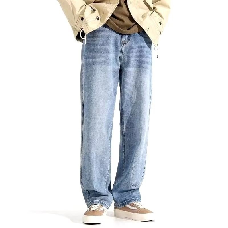 Celana Jeans Pria Baggy Pants Korean Style Oversize Straight Loose Blue Reguler Fit