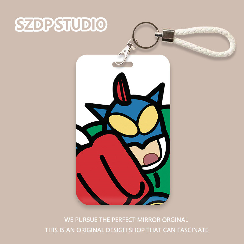 

ID CARD Pola Superman kartun Korea, penutup pelindung gantungan kunci all-in-one kawaii lucu penutup pelindung kartu bank kartu ID penutup pelindung kartu bus