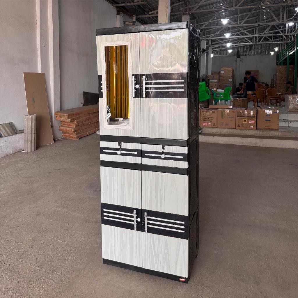 Naiba 9724 / 9704 MSC STUDIO DRAWER - Lemari Pakaian Plastik Naiba FIT Jumbo Kaca MIROR + Kunci /