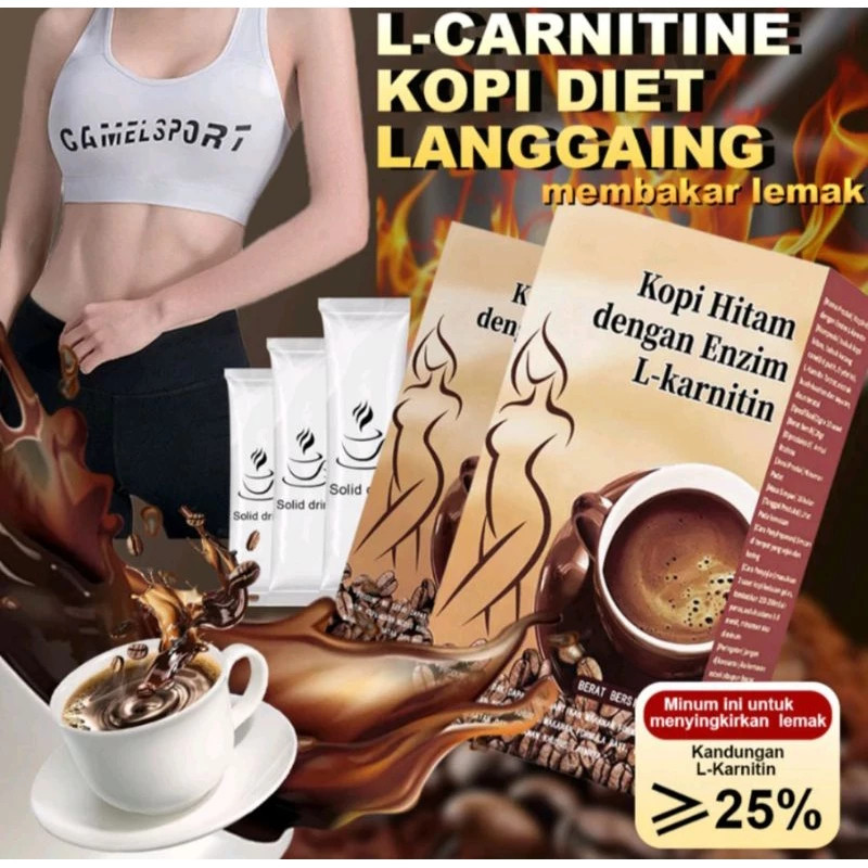 

2g x 10pcs 1 Kotak Kopi Hitam l-Karnitin Kopi Diet Enzim Pelangsing Tubuh Penghancur Lemak Black Coffee KOPI HITAM Instant coffee Original Drink Slim Detox | Kopi Sachet