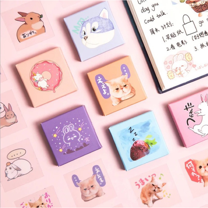 

Label sticker aesthetic plastic unicorn, anjing, kelinci