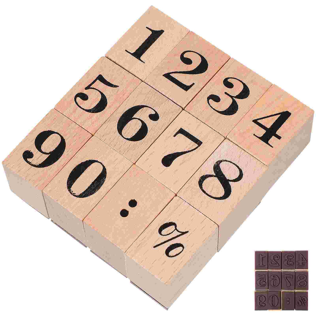 

Wedding Calendar Wooden Stamp Set Child Stamps Mini Rubber DIY Planner Arabic Numerals Seal