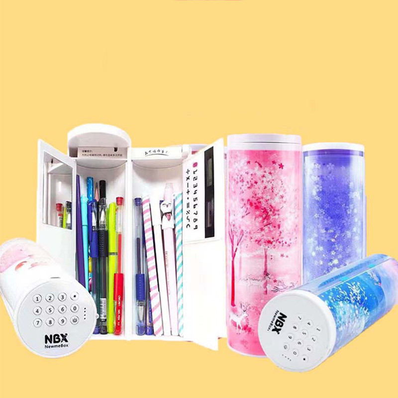 

NBX Pencil Cases Password Cartoon Pattern Pen Holder Large Capacity Stationery Box Coded Lock Home Office School Storage Bag