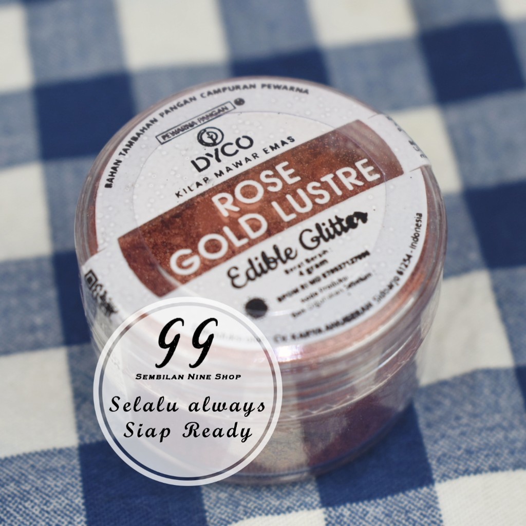 DYCO ROSE Gold Lustre EDIBLE GLITTER 4 Gram Kilap Mawar Emas Luster Dust Food Grade Pewarna Makanan
