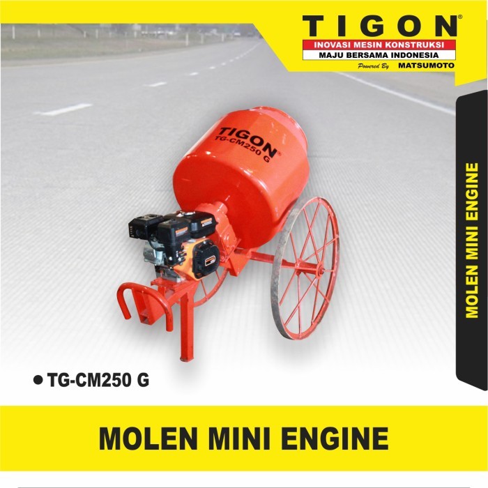 Molen Aduk Semen Mini TIGON 250L + Engine 8hp