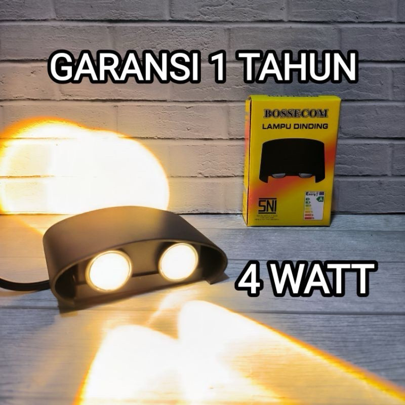 BOSSECOM LAMPU LED TEMBOK / DINDING 4W 4 WATT KUNING WARM WHITE 3000K IP65 WALL LAMP SNI GARANSI 1 T