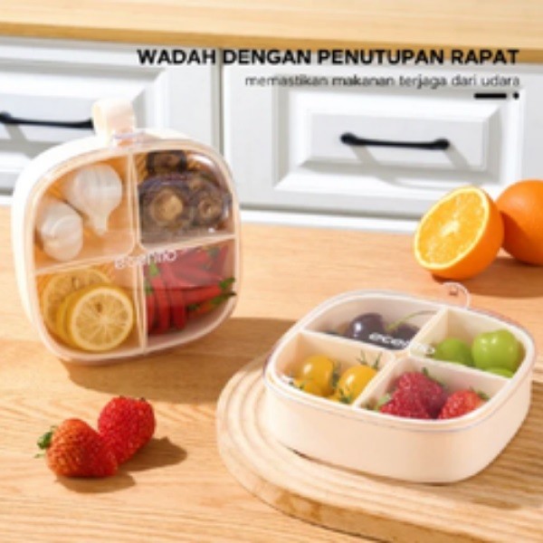 KOTAK MAKAN ECENTIO 4 GRID A25702 | Kotak Makan Ecentio 4 Grid A25702 Memiliki 4 Sekat Dan Anti Boco