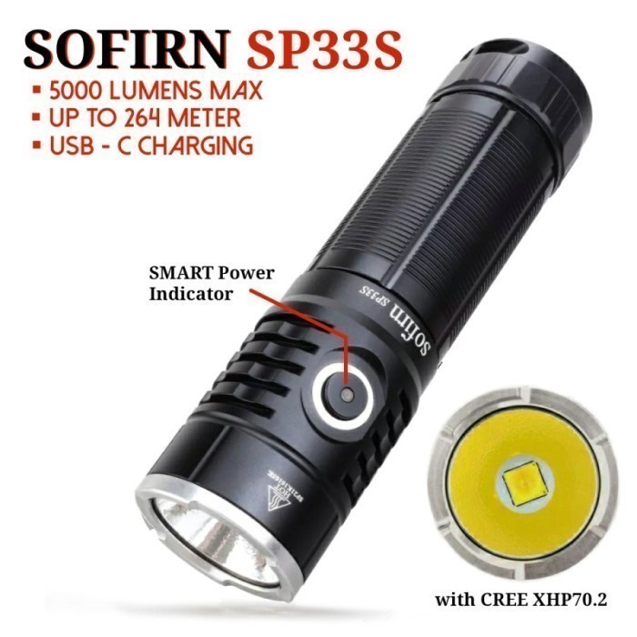 244 SOFIRN SP33S SENTER LED CREE XHP70.2 XHP70B 5000 LUMENS USB C