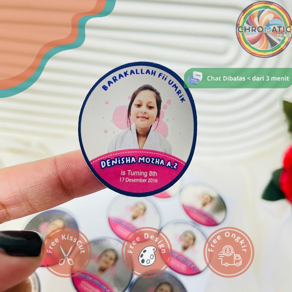 

chromatic Sticker Undangan Ulang Tahun Anak Label Stiker Happy Birthday Bahan Gold/Silver Anti Air