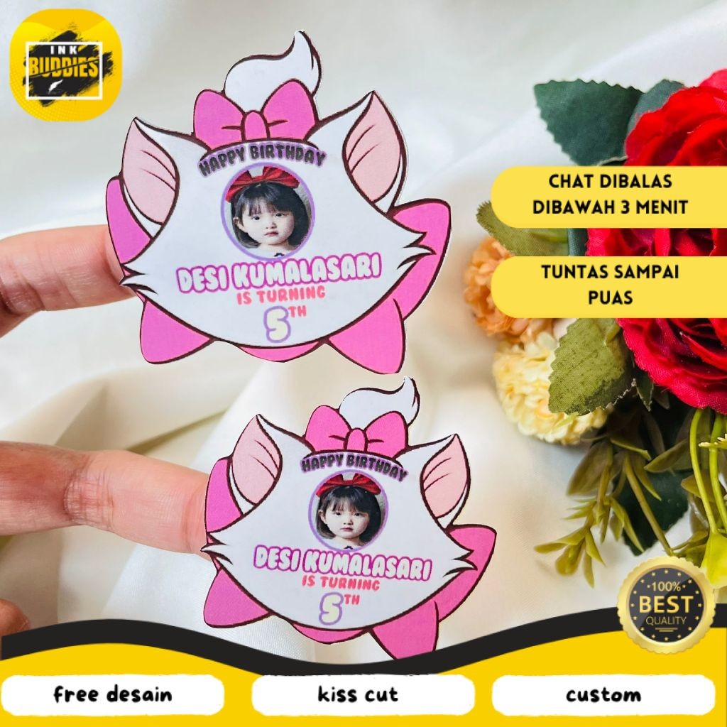 

INB 4-8 Sticker Karakter Ulang Tahun Anak Stiker Ultah Free Design Template Birthday Chromo
