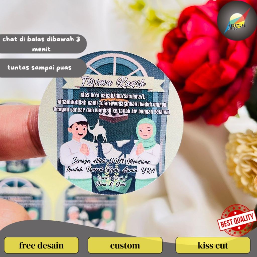 

PrintLab 5-8 Stiker Gift Umroh Chromo Bulat Sticker Label Souvenir Naik Haji Free Desain Uk.Sedang