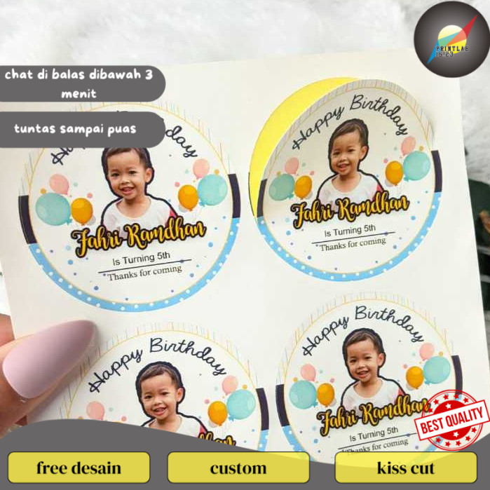 

PrintLab 2-4 Sticker Bulat Ulang Tahun Anak Stiker Ultah Free Design Template Birthday Bahan Chromo