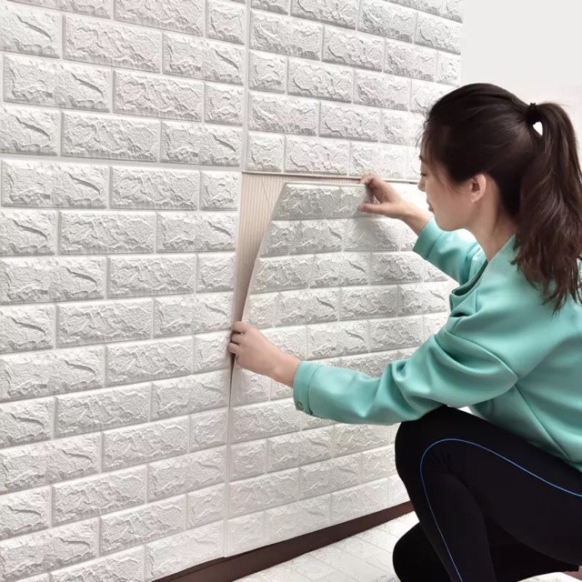 Wall Foam brick 3D / wallfoam sticker bata wallpaper batu bata putih 70x77cm  D2V