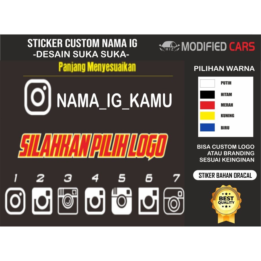

CUSTOM STICKER NAMA IG BAHAN ORACAL