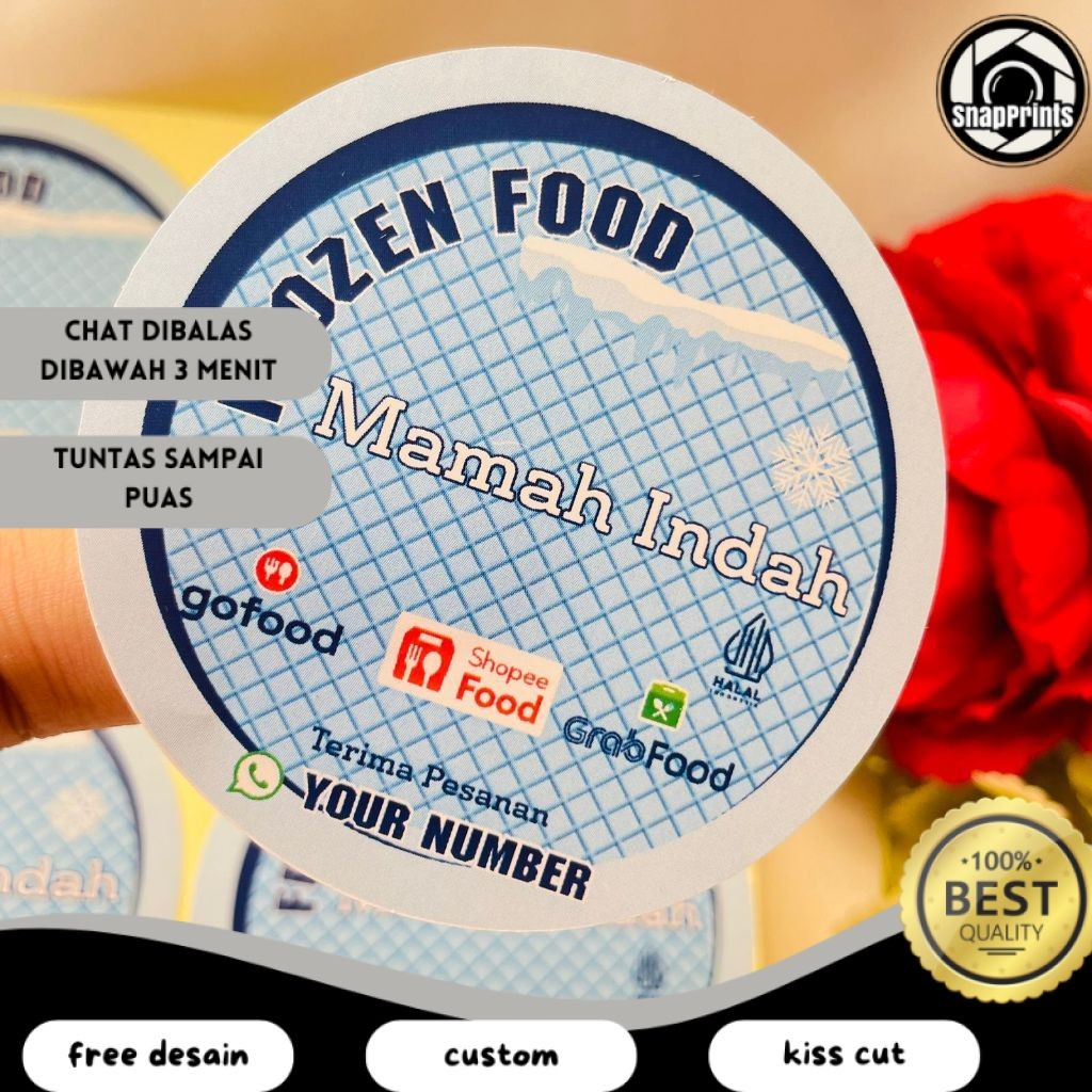 

SP 5-8 Sticker Label Makanan Beku Free Desain Produk Frozen Food Bulat Chromo Custom Murah