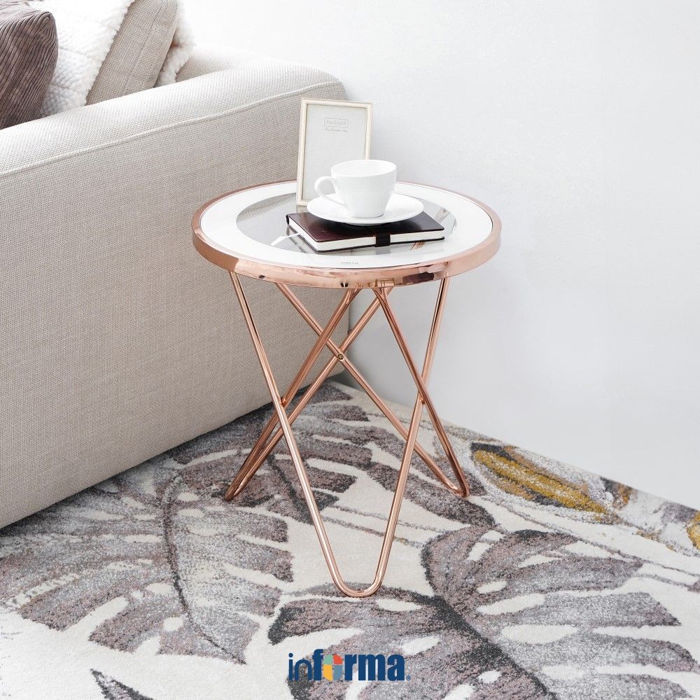 Informa Nicole Meja Sisi Bundar End Table Meja Kecil Aesthetic Meja Samping Serbaguna Small Table