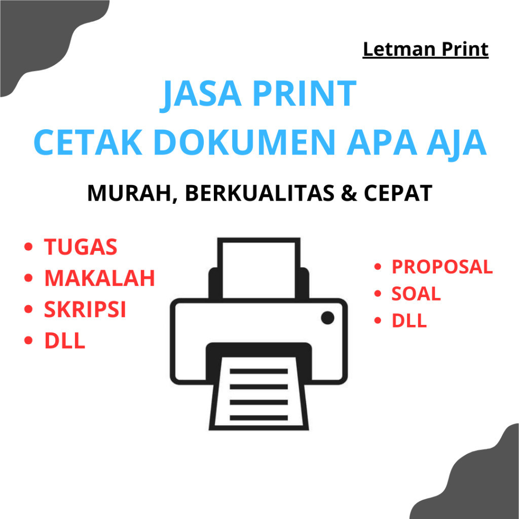 

Print Online Cetak Dokumen Termurah: Tugas, Skripsi, Makalah, Buku, dan Lainnya