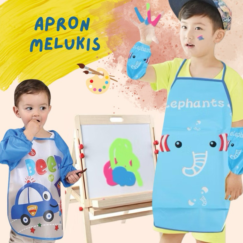 APRON melukis ANAK / celemek Anak Melukis Berkebun Karakter Kartun