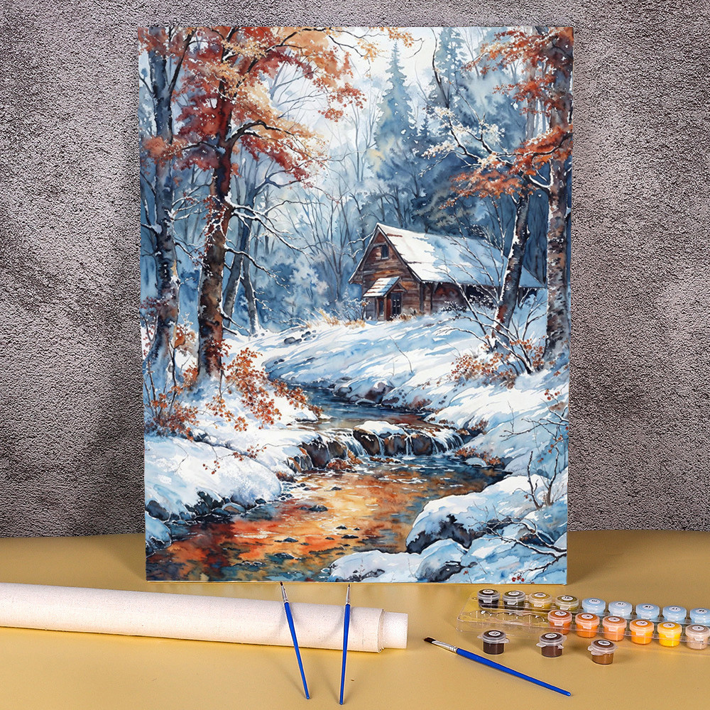 

Diy Painting By Numbers For Adults Kits On Canvas Winter Snow Landscape Picture Handmade Acrylic Paint Kits Coloring By Number