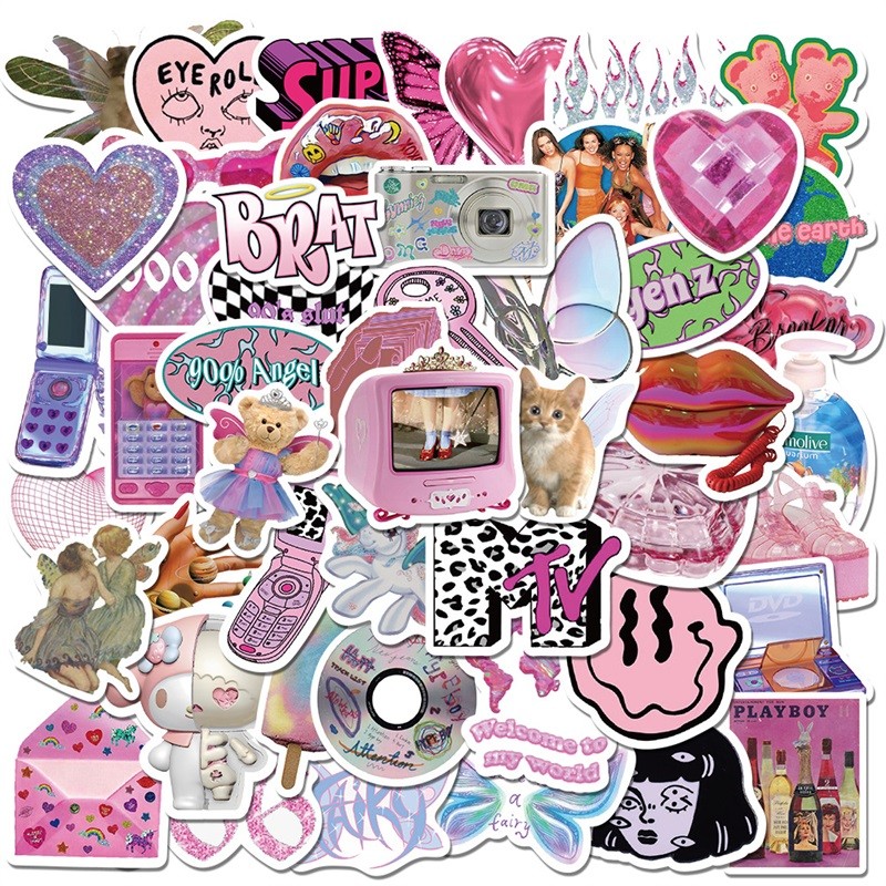 

10/30/58PCS Girl Leopard Korean Stationery Sticker Aesthetic Children's PVC Decoration Scrapbooking School Supplies for Kids