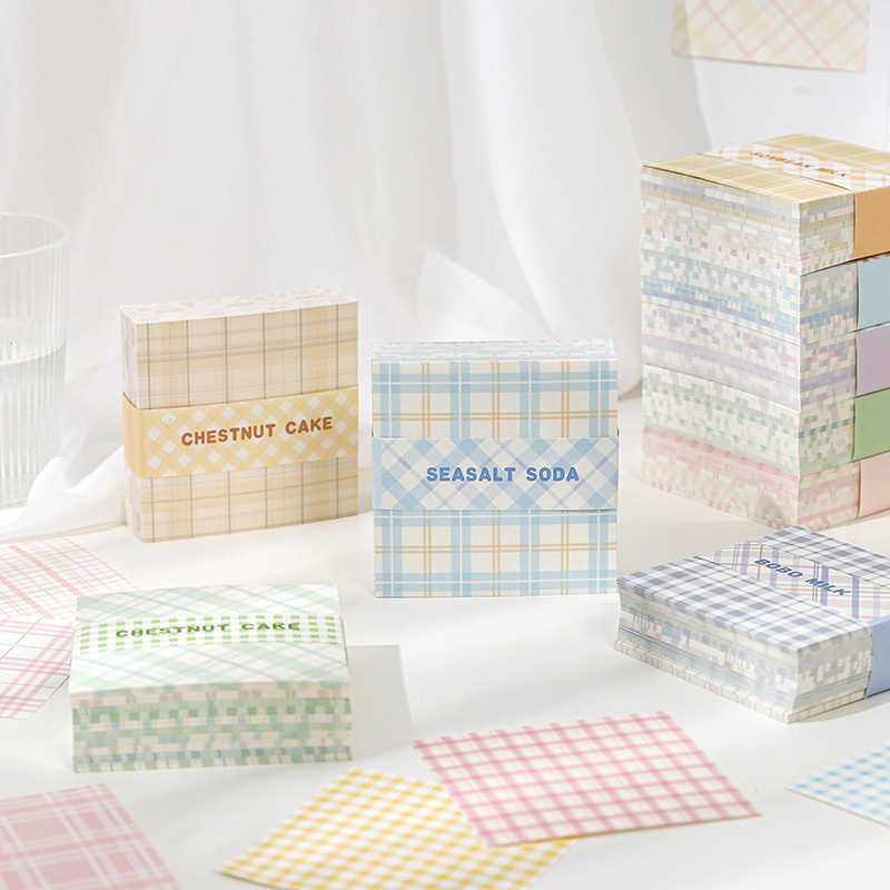 

200 Sheets Kawaii plaid material paper note Loose leaf Decorative paper Message Memo notes to do list Office Stationery Supplies