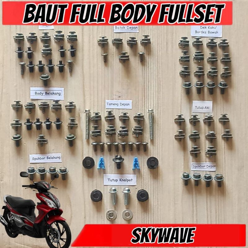 Baut Full Set Cover Body Suzuki Skywave 125 / Baut Full Body Suzuki skywave Lengkap