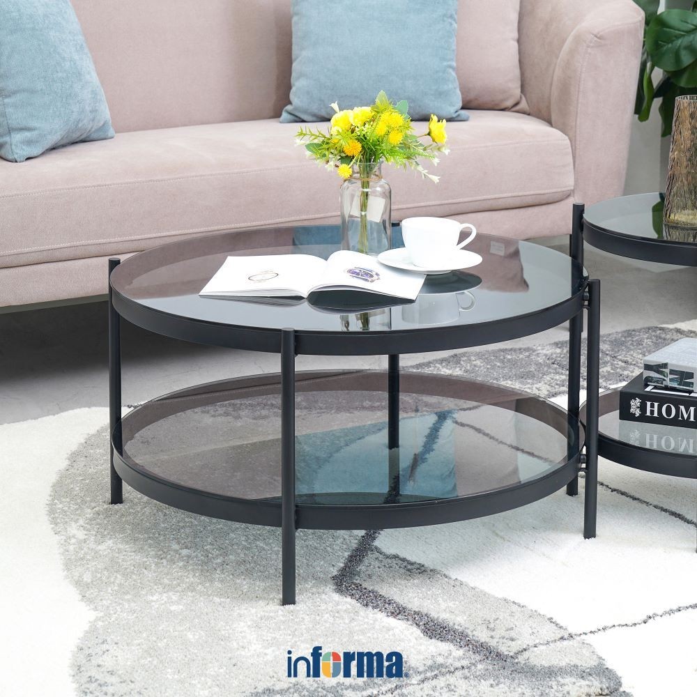 Informa Bayonne Meja Tamu - Hitam Coffee Table Meja Ruang Tamu Serbaguna Furniture Rumah Aesthetic M