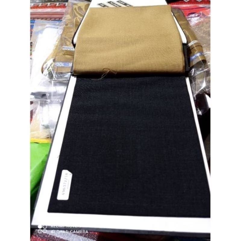 kain wool hitam bahan celana baju jas safari
