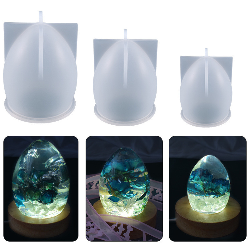 

DIY Crystal Epoxy Resin Mold Big Egg Mold Egg Shape One Ball Starry Sky Ball Pendulum Table Night Light Silicone Mold