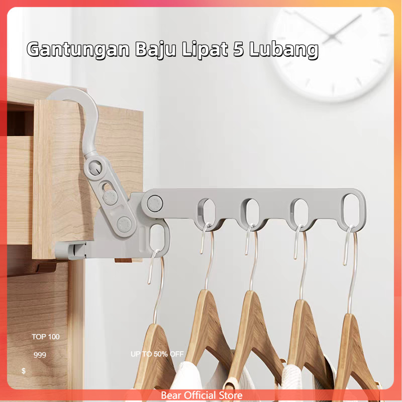 Gantungan Baju Lipat 5 Lubang/ Gantungan Baju Serbaguna/Gantungan Baju Lipat