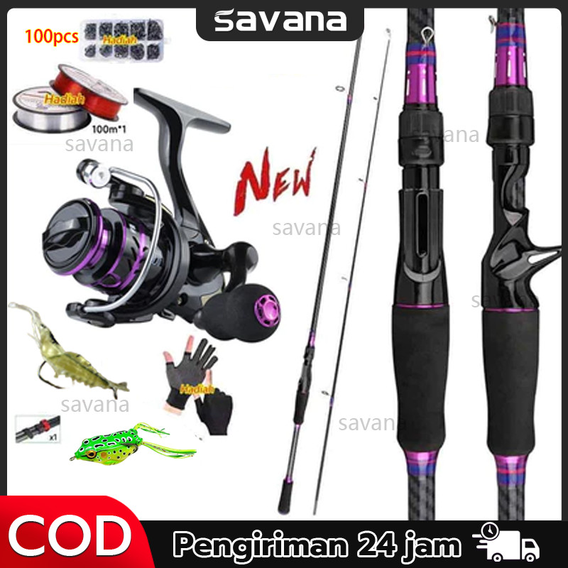 Joran Pancing Set 1.68M/1.8M/2.1M/2.4M Satu set reel dan joran 1.8M~2.1M dan reel full metal Setelan