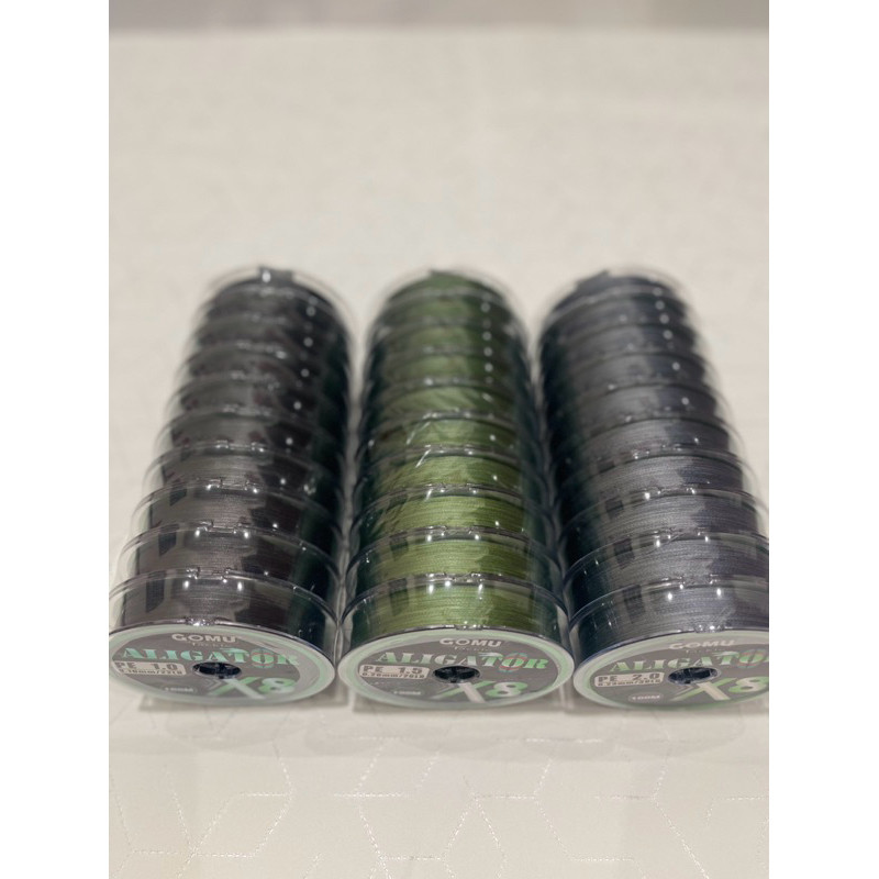 Senar Pancing Pe Gomu Aligator X8 Connecting 100M Warna Black / Green / Grey Ikan