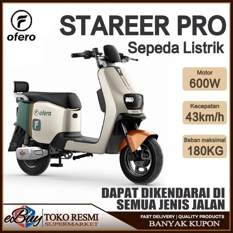 PROMO BIG SALE OFERO Sepeda Listrik Kecepatan 43KM/H Sepeda listrik Dewasa  Electric Bike Sepeda Mot