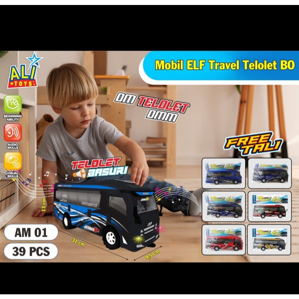 Mainan Anak Mobil Bus Basuri Elf Travel Musik Dan Lampu Mainan Anak Laki Laki Mobil Mobilan Elp