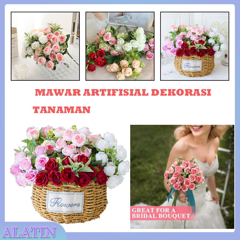 Rose Snow Mawar Salju Artificial / Bunga Mawar Artificial Plastik / Bunga Mawar JUMBO Artificial Pla