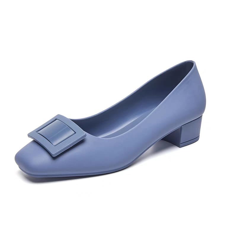 Sepatu Flat Shoes Wanita Hak Sepatu Bahan Jelly Mules Hak Tahu Sepatu Kerja  TG1597