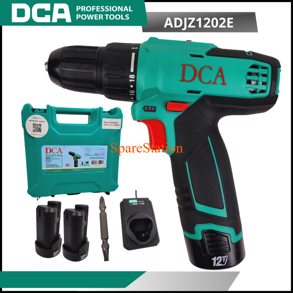 Mesin Bor Baterai 10.8V DCA ADJZ1202E Cordless Drill Driver ADJZ 1202E