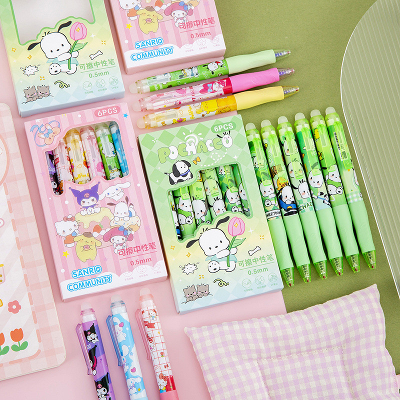 

BEST!! PULPEN GEL MEKANIK TINTA HITAM YANG BISA DIHAPUS ISI 6 PCS KARAKTER KARTUN JEPANG KAWAII CUTE