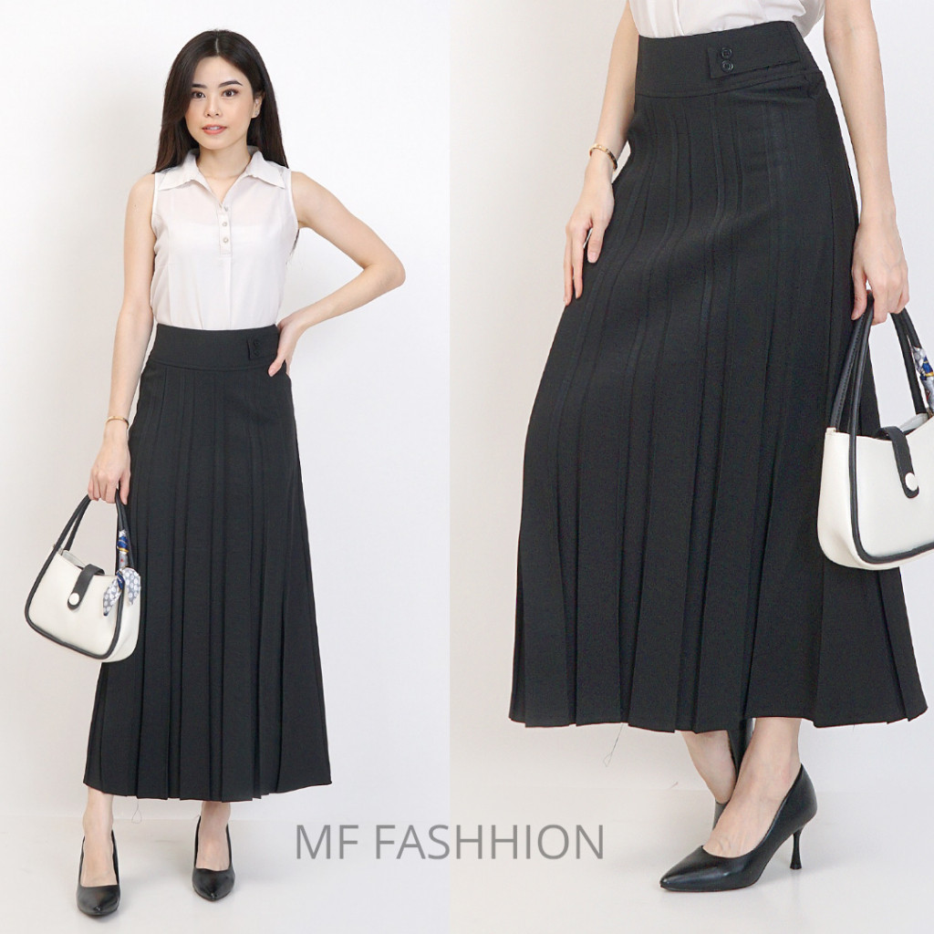 Rok Kerja Kantoran Plisket | Rok Guru | Rok Kuliah | Rok Plisket Hitam