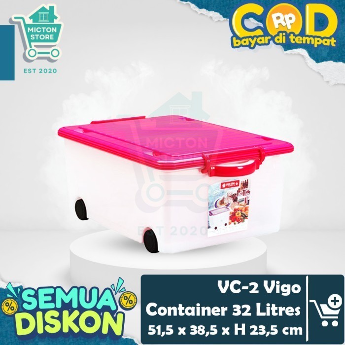 

LUXTON Lion Star VC-2 Vigo Container 32 Liter Kontainer Roda Box Kargo Krat Industri Baju Mainan Barang Serbaguna LionStar Plastik Berkualitas Murah Tahan Lama Anti Pecah Toples Penyimpanan Dapur Rumah Wadah Tempat Kotak Botol Keranjang Peralatan Makan