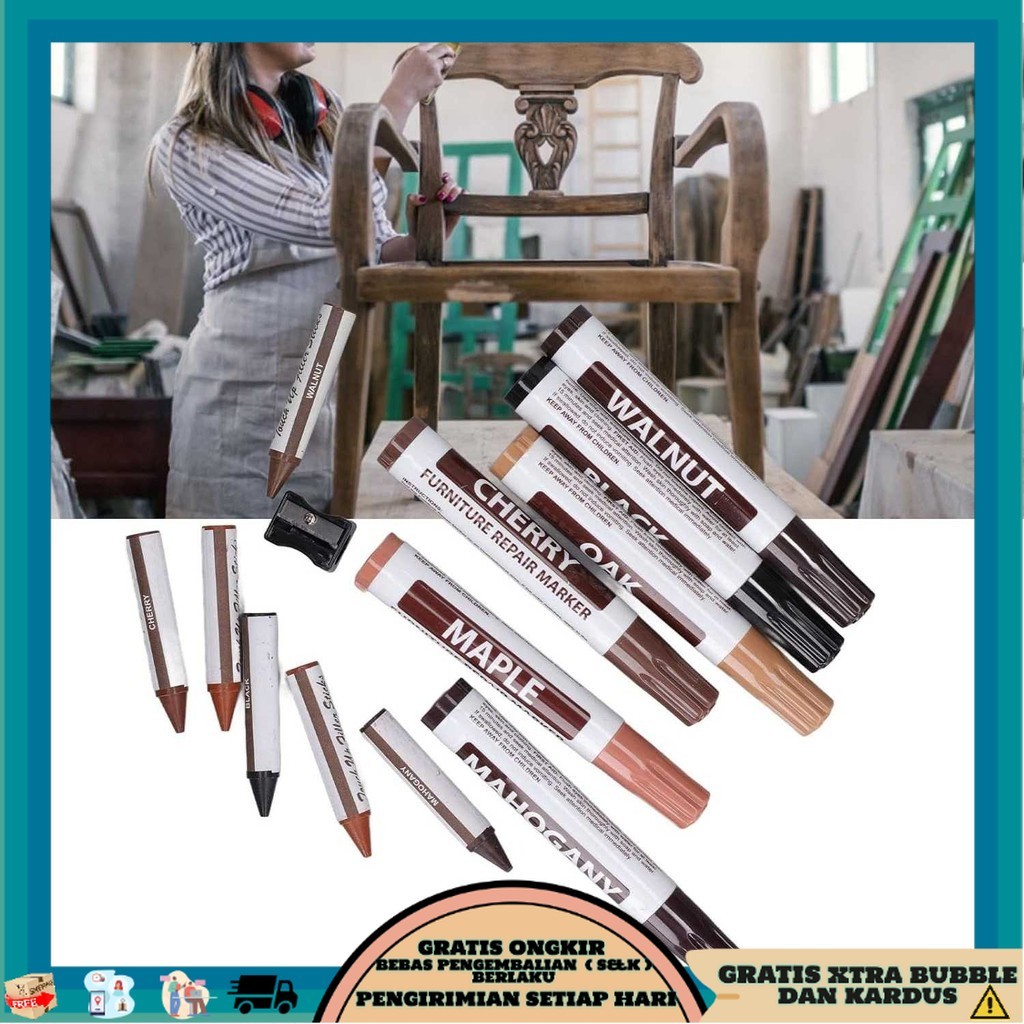 

TQK - Yongli Set Spidol Pewarna Kayu Wood Repair Sticks Marker 12 PCS - YL228
